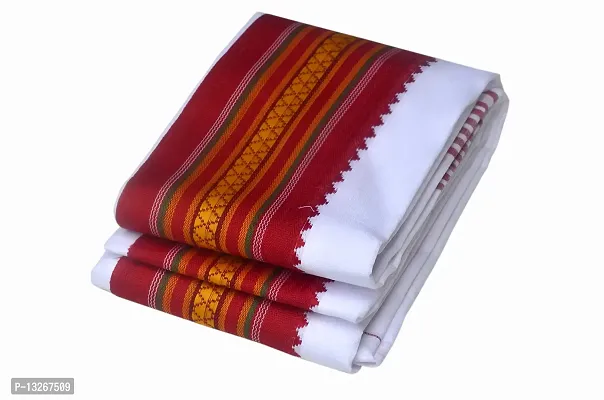 The Krishna Poojan Vatika Cotton Gamcha (Red, Maroon)-thumb0