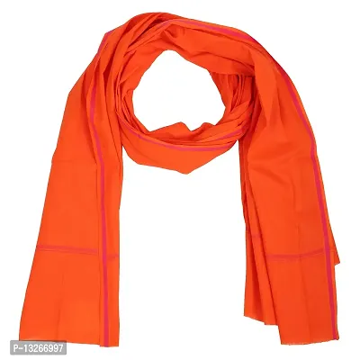 The Krishna Poojan Vatika 100% Cotton Orange Gamchha/Angochha Set of 1 (2 Meter)-thumb0