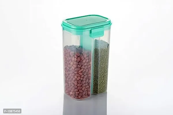 2 Sections Air Tight Transparent Food, Grain, Cereal Dispenser Storage Container Jar