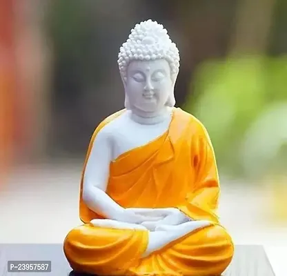 Collection Dhyana Gautam Buddha Bhagwan God Idol Figurine For Livingroom|Bedroom|Office Desk Desktop Table Home Deacute;cor Gifting (5.5-Inch) Decorative Showpiece (Orange)-thumb0