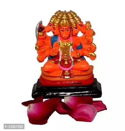 God Panchmukhi Hanuman Idol Statue Decorative Showpiece - 11 Cm (Polyresin, Multicolor)-thumb0