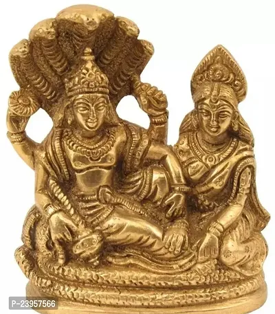 Collection Vishnu And Goddess Lakshmi Seated On Sheshnag Brass Statue-thumb0