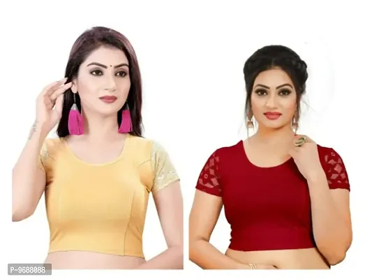 Stylish Cotton Lycra Short Sleeve Blouses Combo For Women Pack Of 2