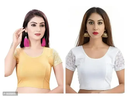Stylish Cotton Lycra Short Sleeve Blouses Combo For Women Pack Of 2-thumb0
