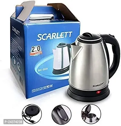 Stainless Steel Electric Scarlett Kettle Multipurpose Tea Coffee Maker Heater Water Boiler Tea Pot with Heat Resistance Handle 2 Liter-thumb0