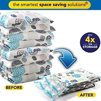 5 Pack Smart Saver Vacuum Bags for Travel, Space Saver Bags (1 Large/2 Medium/2 Small) Compression Storage Bags for Clothes, Bedding, Pillows, Comforters, Blankets Storage Vacuum Sealer Bags for Cloth-thumb1