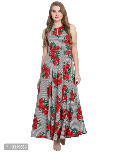 Women's Printed Crepe Ankle Length Flared Kurta