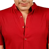 JUGAADOO Chinese Collar Casual Shirt for Man (Small, Red)-thumb4