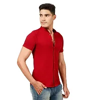 JUGAADOO Chinese Collar Casual Shirt for Man (Small, Red)-thumb3