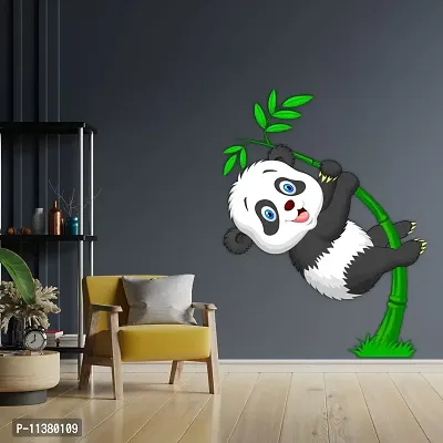 CVANU Fun Panda Hang Up Bamboo Wall Sticker PVC Vinyl for Kids Room Decorative Size(70CM X 53CM) Multicolor-thumb3