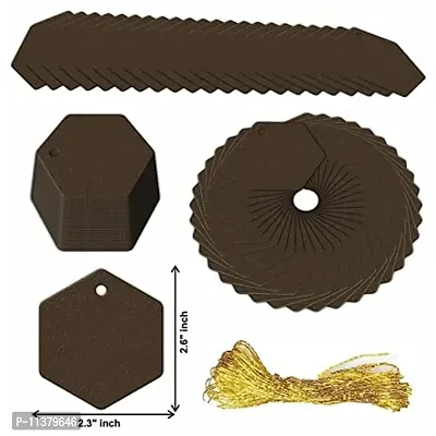 CVANU Hexagon Shape Creative Gift Tags Craft Paper with Golden String for Writable Tags, Party & Celebration Label Color-Seal, Size(2.6inch X 2.3inch) (50pcs)-thumb5
