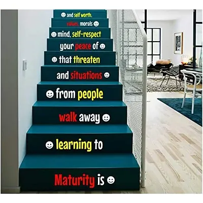 CVANU Letters Wall Decor Stickers Stair Decals Quotes Stairway Decals Quote Steps Vinyl Stickers Lettering Family Staircase Decal Multicolor (Stairs-pg_16)