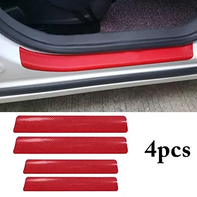CVANU 4PCS Car Sticker Universal Anti-Scratch Door Sill Car Decal Car Sticker Decal (Red)