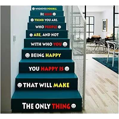 CVANU Letters Wall Decor Stickers Stair Decals Quotes Stairway Decals Quote Steps Vinyl Stickers Lettering Family Staircase Decal Multicolor (Stairs-pg_49)