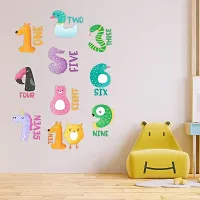 CVANU Numbers (1234) in Words with Funny Animals Vinyl Wall Sticker for Kids, Nursery School, Play School_Size(110cm X 80cm)_Multicolour-thumb1