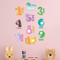 CVANU Numbers (1234) in Words with Funny Animals Vinyl Wall Sticker for Kids, Nursery School, Play School_Size(110cm X 80cm)_Multicolour-thumb3