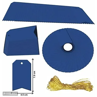CVANU Handmade Blank Craft Tags with String for Gift Tags, Cloth Labels & Wedding Event Color-Royal Blue Size(7.5cm X 4.5cm) (100pcs)-thumb5