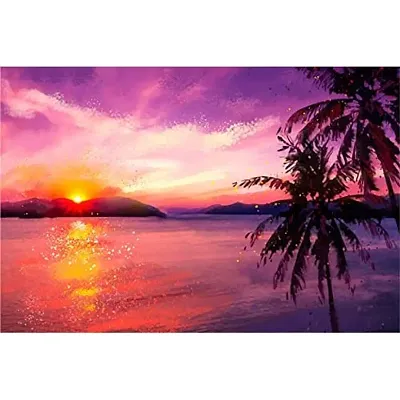 CVANU Beautiful & Colorful Sky and Sunset Background Unframed Canvas Painting Print Landscape Poster (27inch x 18inch) Nature Look