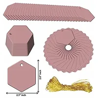 CVANU Hexagon Shape Creative Gift Tags Craft Paper with Golden String for Writable Tags, Party & Celebration Label Color-Rosebud, Size(2.6inch X 2.3inch) (200pcs)-thumb4