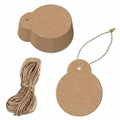 CVANU 200pcs Brown Kraft Paper Tag, Writable Tags, Double-Sided for Blessing Writing, Thanksgiving, Gift Tags_Size(2.8inch X 2.4inch)_c1