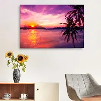 CVANU Beautiful & Colorful Sky and Sunset Background Unframed Canvas Painting Print Landscape Poster (27inch x 18inch) Nature Look-thumb1