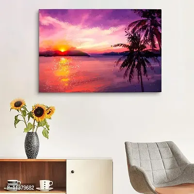 CVANU Beautiful & Colorful Sky and Sunset Background Unframed Canvas Painting Print Landscape Poster (27inch x 18inch) Nature Look-thumb2