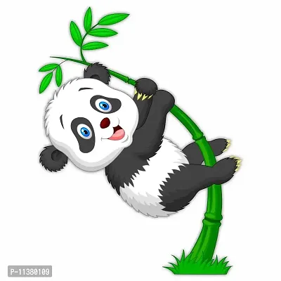 CVANU Fun Panda Hang Up Bamboo Wall Sticker PVC Vinyl for Kids Room Decorative Size(70CM X 53CM) Multicolor-thumb0