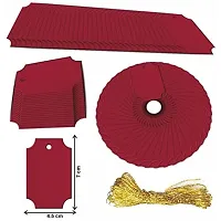CVANU Creative Craft Paper with Golden String Writable Blank Gift Tags for Thanksgiving, Party & Celebration Color-Guardsman Red, Size(7cm X 4.5cm) (100pcs)-thumb4