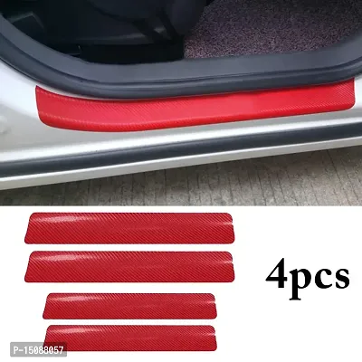 CVANU 4PCS Car Sticker Universal Anti-Scratch Door Sill Car Decal Car Sticker Decal (Red)-thumb0