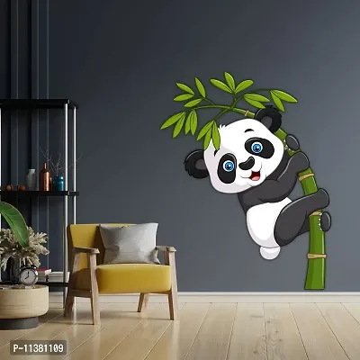 CVANU Enjoy Baby Panda Hang Up Bamboo Wall Sticker PVC Vinyl for Kids Room Decorative Size(70CM X 55CM) Multicolor-thumb3