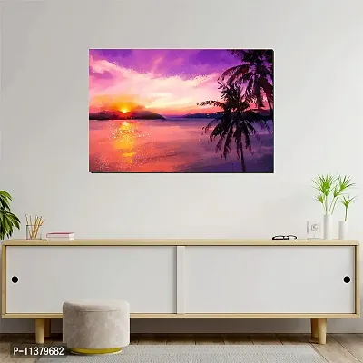 CVANU Beautiful & Colorful Sky and Sunset Background Unframed Canvas Painting Print Landscape Poster (27inch x 18inch) Nature Look-thumb4