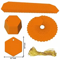 CVANU Hexagon Shape Creative Gift Tags Craft Paper with Golden String for Writable Tags, Party & Celebration Label Color-Pumpkin, Size(2.6inch X 2.3inch) (100pcs)-thumb4