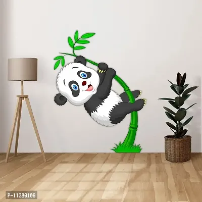 CVANU Fun Panda Hang Up Bamboo Wall Sticker PVC Vinyl for Kids Room Decorative Size(70CM X 53CM) Multicolor-thumb5