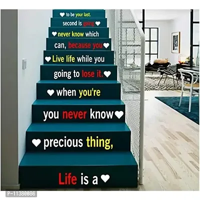 CVANU Letters Wall Decor Stickers Stair Decals Quotes Stairway Decals Quote Steps Vinyl Stickers Lettering Family Staircase Decal Multicolor (Stairs-pg_19)-thumb0