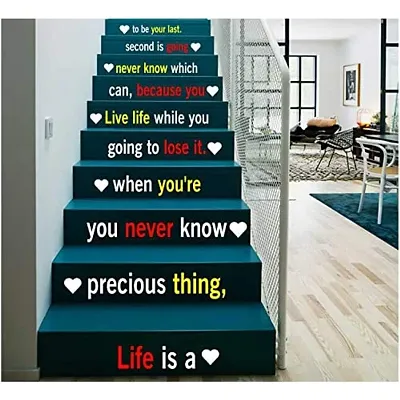 CVANU Letters Wall Decor Stickers Stair Decals Quotes Stairway Decals Quote Steps Vinyl Stickers Lettering Family Staircase Decal Multicolor (Stairs-pg_19)