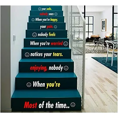 CVANU Letters Wall Decor Stickers Stair Decals Quotes Stairway Decals Quote Steps Vinyl Stickers Lettering Family Staircase Decal Multicolor (Stairs-pg_31)