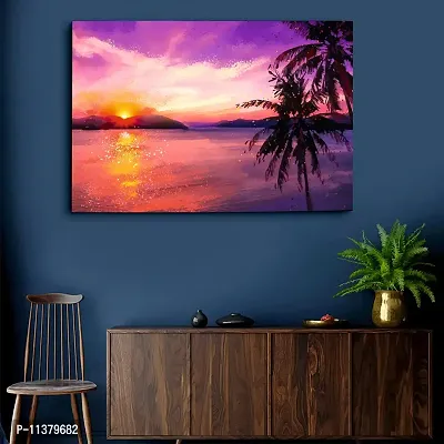 CVANU Beautiful & Colorful Sky and Sunset Background Unframed Canvas Painting Print Landscape Poster (27inch x 18inch) Nature Look-thumb3