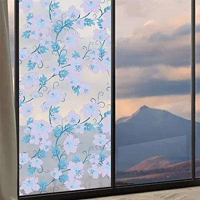 CVANU Privacy Window Film Printed New Pattern Window Frosting Film Window Sticker Window Cling Frosted Vinyl Sheets for Front Door/Bathroom/Sidelight/Small Windows, 24''x50''