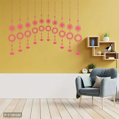 CVANU Flower with Diya Design Printed Vinyl Wall Sticker Give Colorful Ambience to Walls & Any Occasion Decoration_Pack of 10, Size(35inch X 47inch)_Multicolor_cv40-thumb3