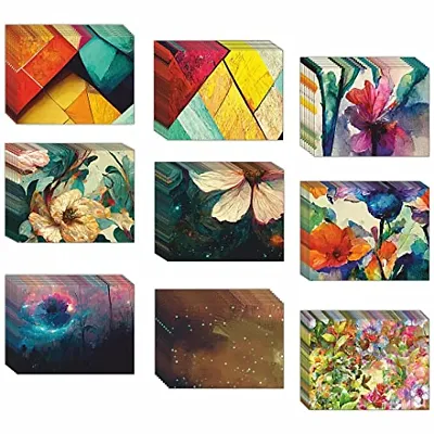 CVANU Attractive 9 Designs Greeting Cards, Blank Notecard with Envelopes for Office, All Occasion(90pc)(4x6 inch)_c25