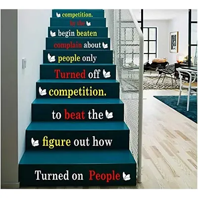 CVANU Letters Wall Decor Stickers Stair Decals Quotes Stairway Decals Quote Steps Vinyl Stickers Lettering Family Staircase Decal Multicolor (Stairs-pg_2)