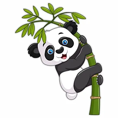 CVANU Enjoy Baby Panda Hang Up Bamboo Wall Sticker PVC Vinyl for Kids Room Decorative Size(70CM X 55CM) Multicolor