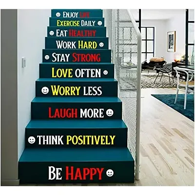 CVANU Letters Wall Decor Stickers Stair Decals Quotes Stairway Decals Quote Steps Vinyl Stickers Lettering Family Staircase Decal Multicolor (Stairs-pg_1)