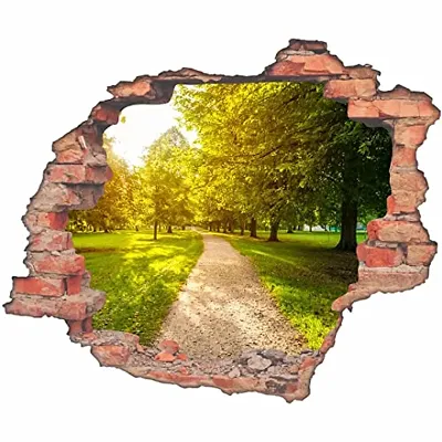 CVANU Hole Brick Beautiful Garden-Spread Sunlight 3D Look Eye-Catching Wall Sticker Self-Adhesive Vinyl for Home/Office Decor Item Multicolour Size (75CM X 90CM)_C22