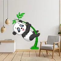 CVANU Fun Panda Hang Up Bamboo Wall Sticker PVC Vinyl for Kids Room Decorative Size(70CM X 53CM) Multicolor-thumb1