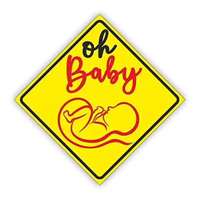 CVANU Oh Baby Kid's Safety Sticker for Car_Pack of 2, Size(5.5inch X 5.5inch)_cv7