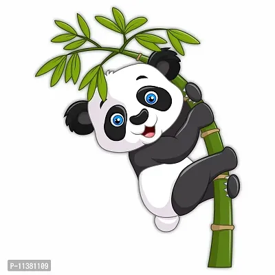 CVANU Enjoy Baby Panda Hang Up Bamboo Wall Sticker PVC Vinyl for Kids Room Decorative Size(70CM X 55CM) Multicolor-thumb0