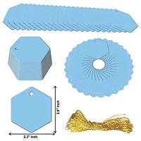 CVANU Hexagon Shape Creative Gift Tags Craft Paper with Golden String for Writable Tags, Party & Celebration Label Color-Azure, Size(2.6inch X 2.3inch) (100pcs)-thumb4