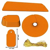 CVANU Rectangular Shape Handmade Tags Craft Paper with Golden String for Writable Tags, Party & Celebration Label Color-Pumpkin, Size(2.6inch X 1.4inch) (300pcs)-thumb4