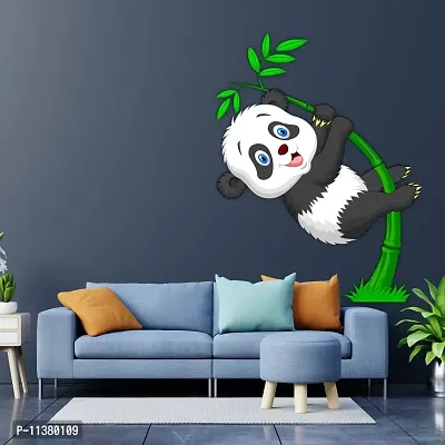 CVANU Fun Panda Hang Up Bamboo Wall Sticker PVC Vinyl for Kids Room Decorative Size(70CM X 53CM) Multicolor-thumb4